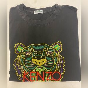KENZO PARIS Embroidered Tiger Cotton T-Shirt in Black (Multi) Size‎ S